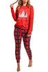 Red Let It Snow Christmas Plaid 2Pcs Loungewear